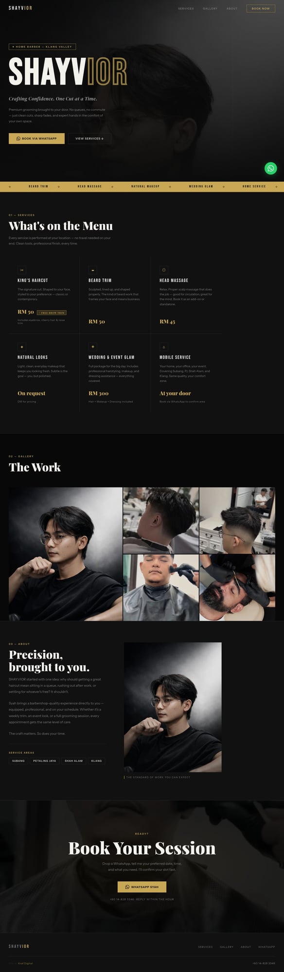 Shayvior home barber website by Kraf Digital